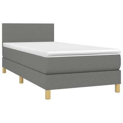 Boxspringbett mit Matratze Dunkelgrau 90x200 cm Stoff