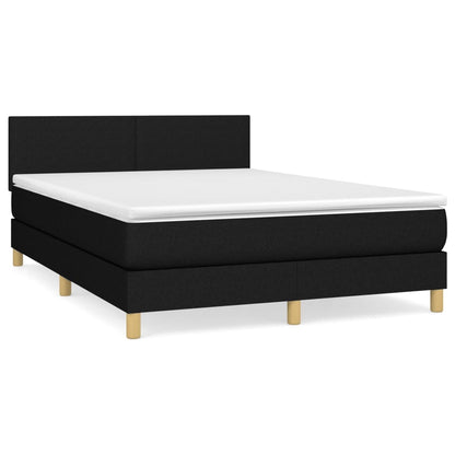 Box spring bed with mattress black 140x200 cm fabric