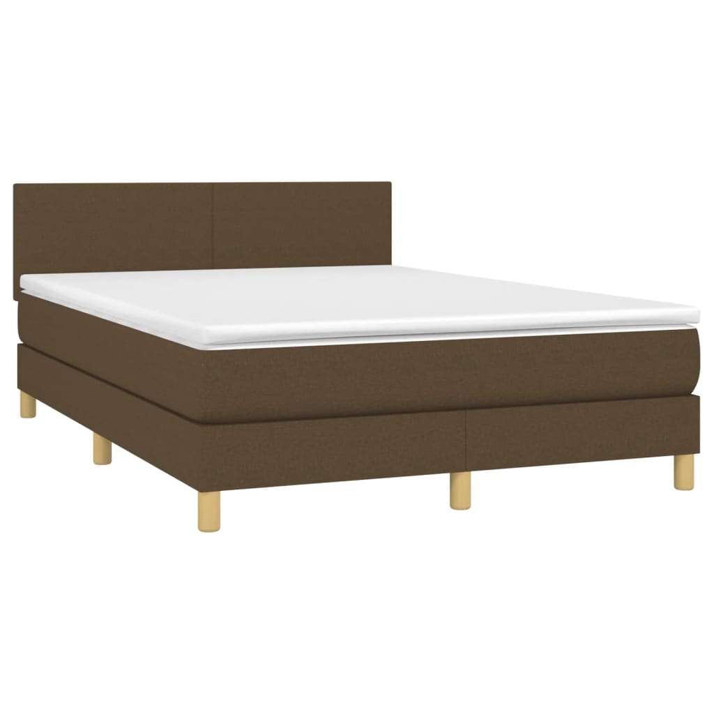 Boxspringbett mit Matratze Dunkelbraun 140x200 cm Stoff