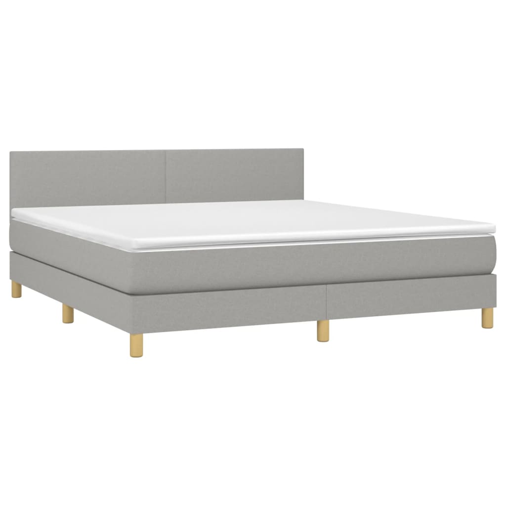 Boxspringbett mit Matratze Hellgrau 160x200 cm Stoff