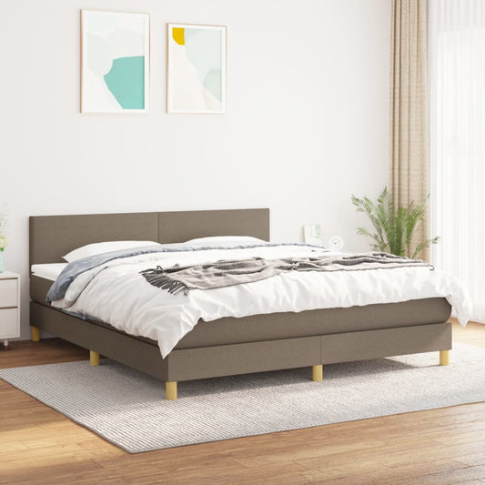 Box spring bed with mattress taupe 160x200 cm fabric