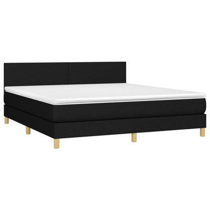 Boxspringbett mit Matratze Schwarz 180x200 cm Stoff