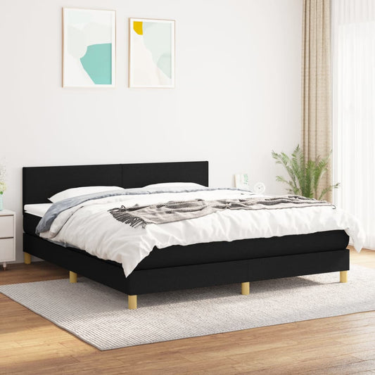 Boxspringbett mit Matratze Schwarz 180x200 cm Stoff