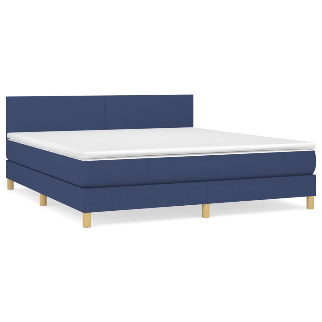 Box spring bed with mattress blue 180x200 cm fabric