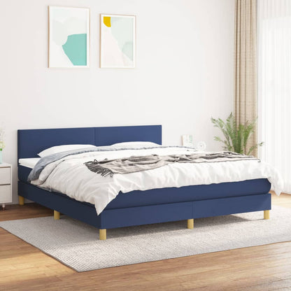 Box spring bed with mattress blue 180x200 cm fabric