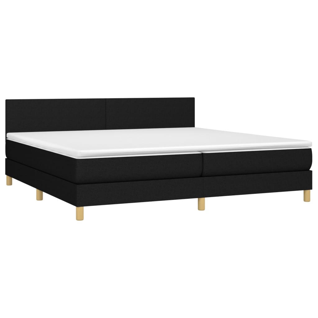 Box spring bed with mattress black 200x200 cm fabric