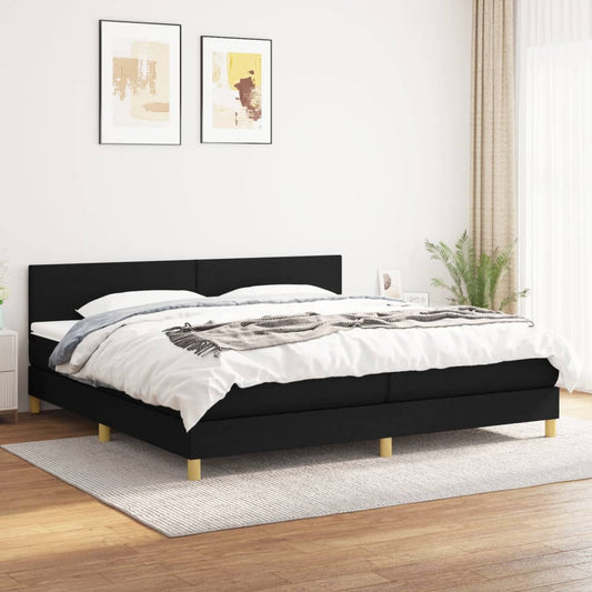 Box spring bed with mattress black 200x200 cm fabric