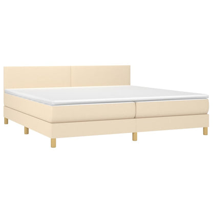 Boxspringbett mit Matratze Creme 200x200 cm Stoff