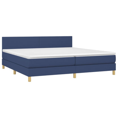 Box spring bed with mattress blue 200x200 cm fabric