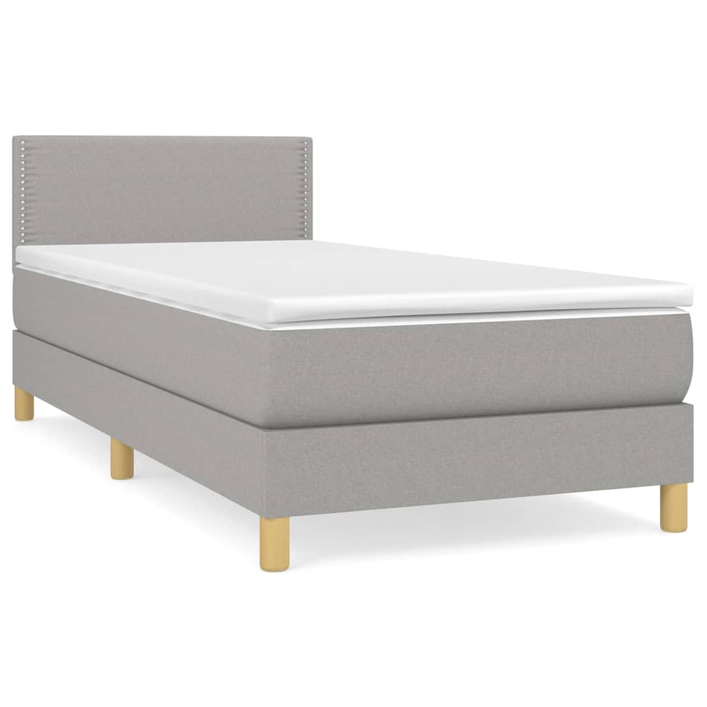 Boxspringbett mit Matratze Hellgrau 90x200 cm Stoff