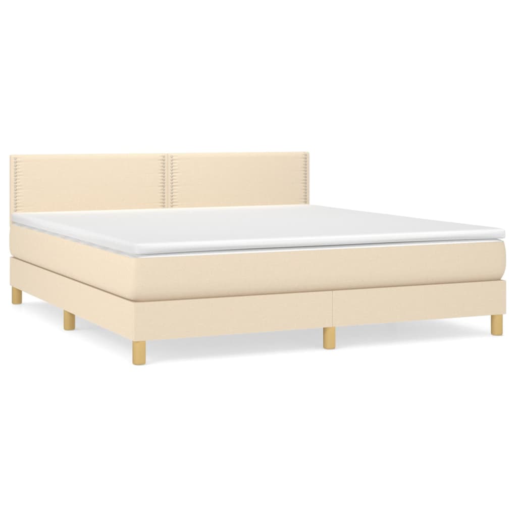 Boxspringbett mit Matratze Creme 160x200 cm Stoff