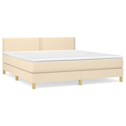 Boxspringbett mit Matratze Creme 160x200 cm Stoff