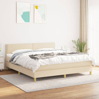 Boxspringbett mit Matratze Creme 160x200 cm Stoff