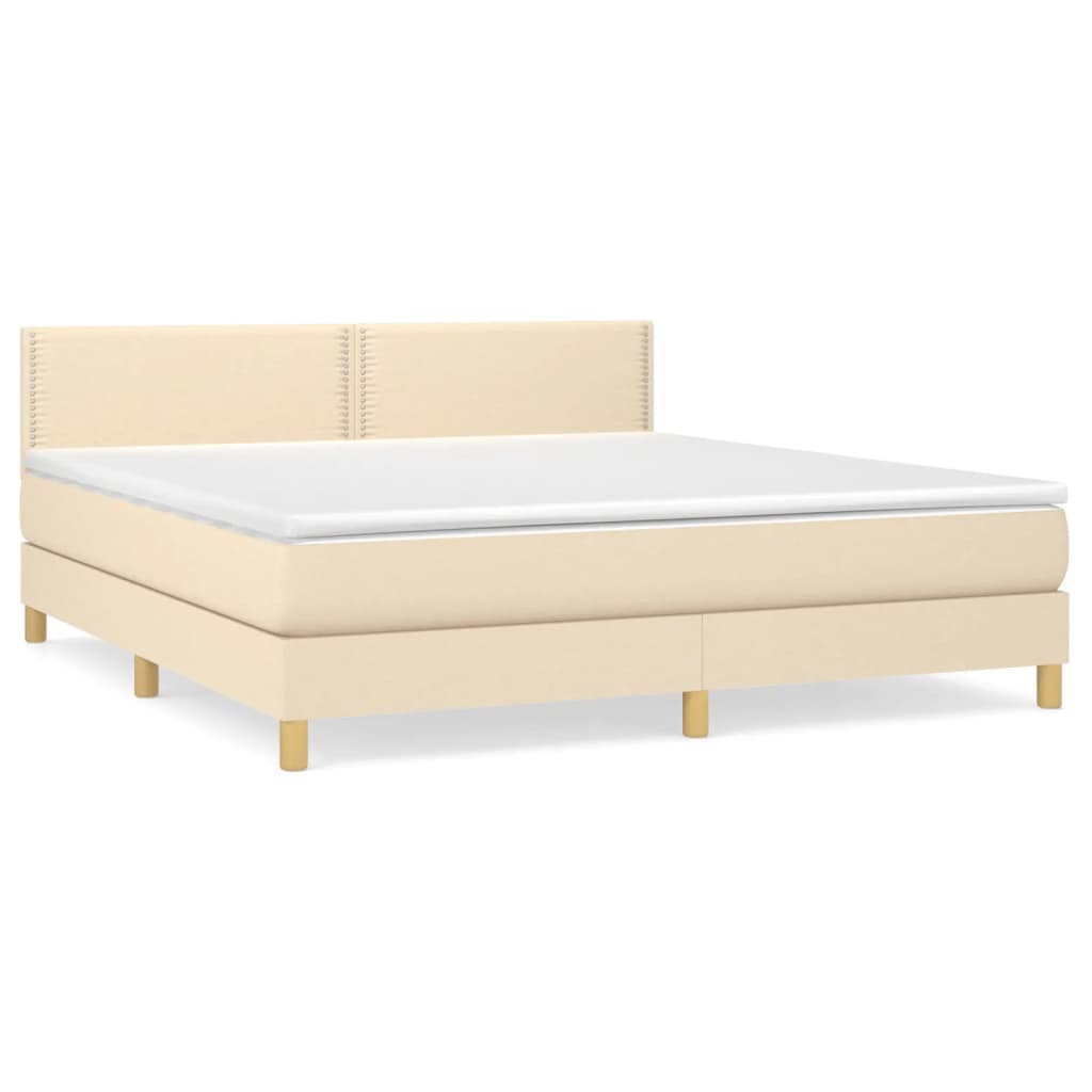 Boxspringbett mit Matratze Creme 180x200 cm Stoff