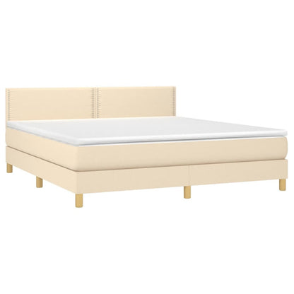 Boxspringbett mit Matratze Creme 180x200 cm Stoff