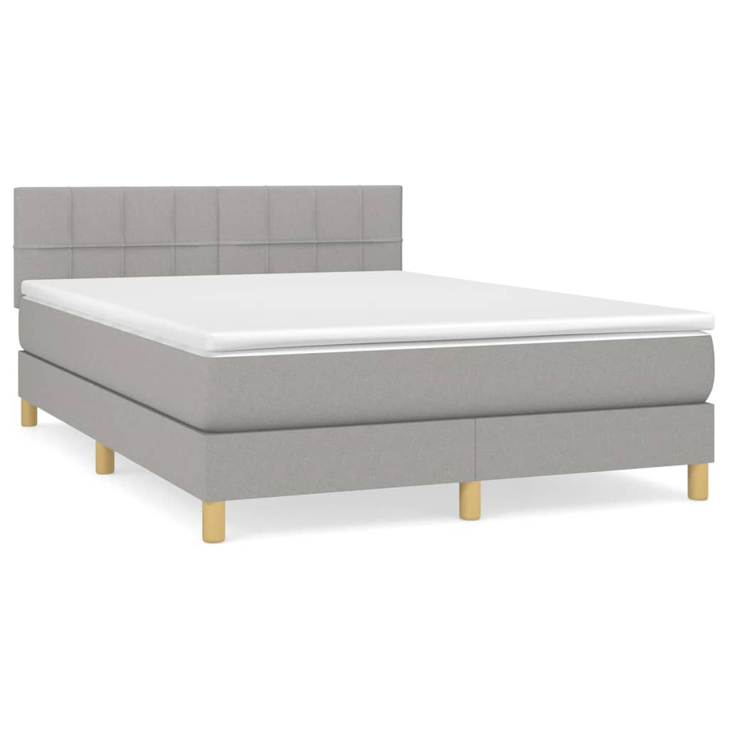 Box spring bed with mattress light grey 140x200 cm fabric