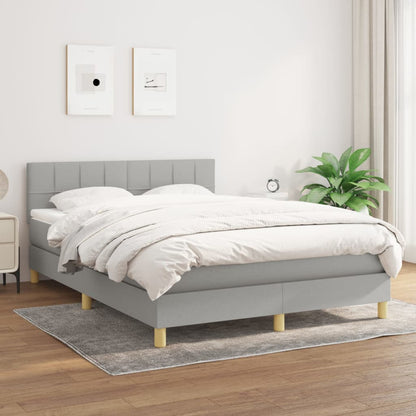 Box spring bed with mattress light grey 140x200 cm fabric