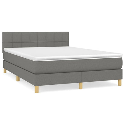 Box spring bed with mattress dark grey 140x200 cm fabric