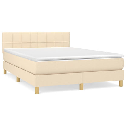 Boxspringbett mit Matratze Creme 140x200 cm Stoff