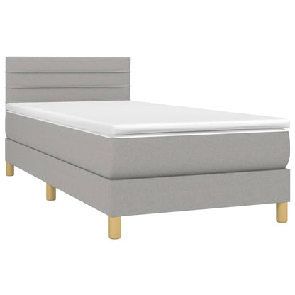 Boxspringbett mit Matratze Hellgrau 90x200 cm Stoff