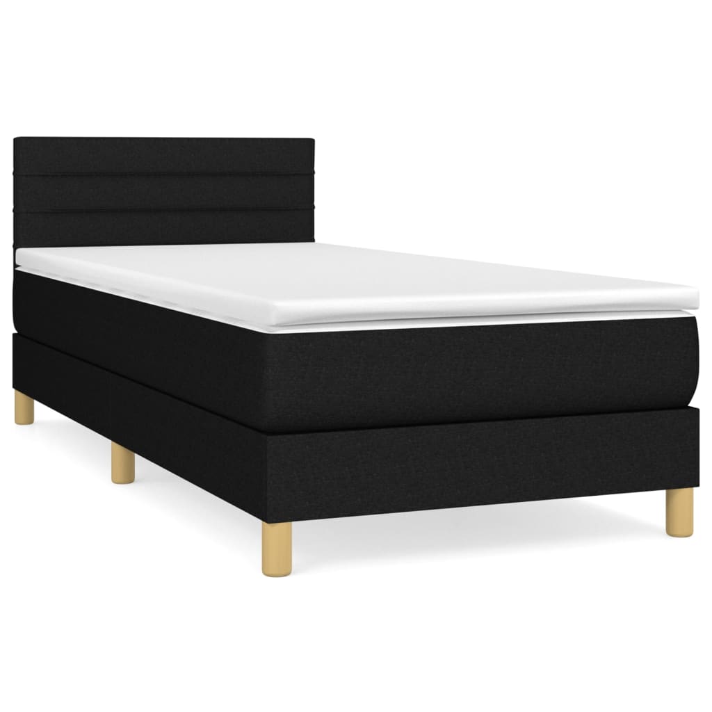 Boxspringbett mit Matratze Schwarz 90x200 cm Stoff