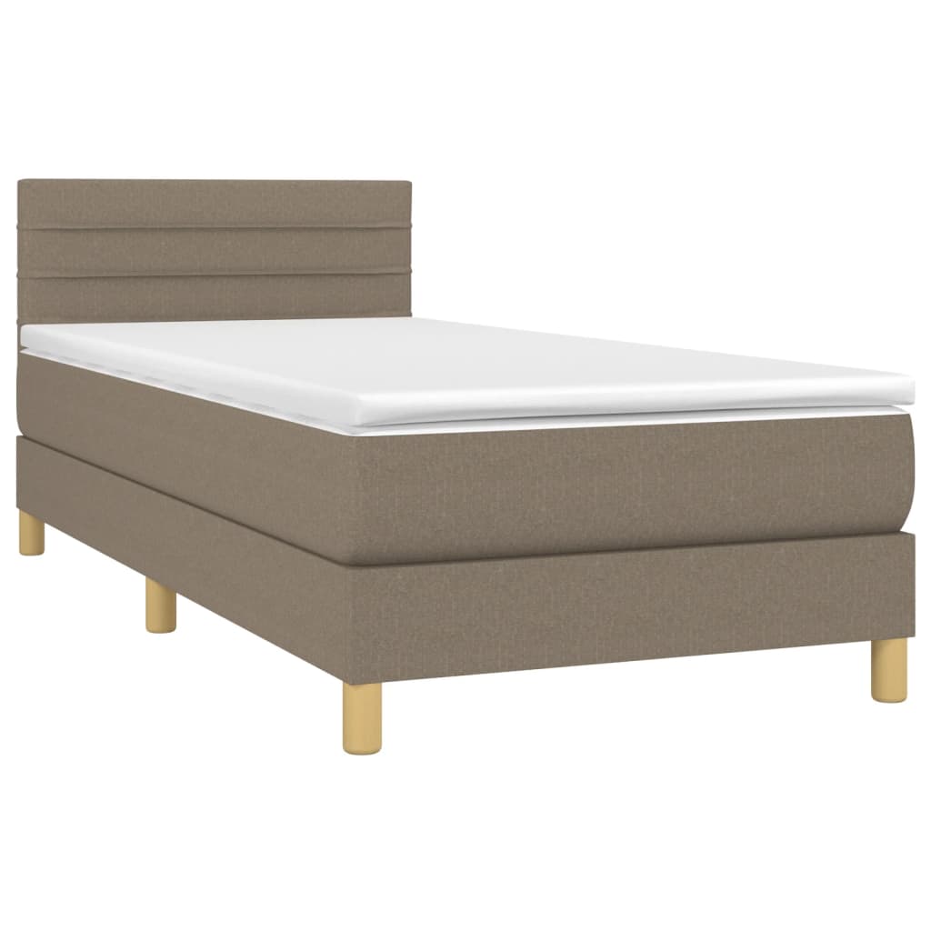 Boxspringbett mit Matratze Taupe 90x200 cm Stoff