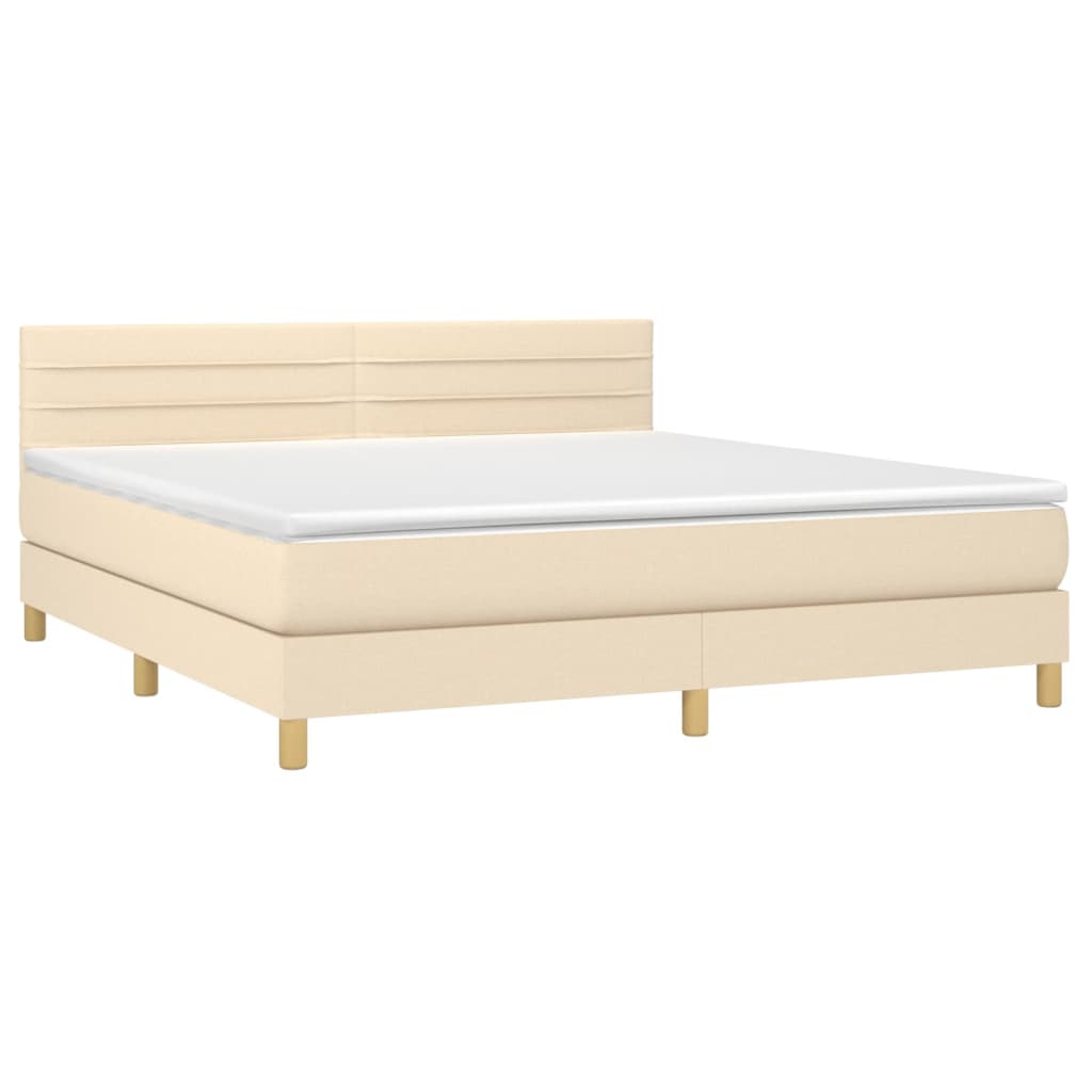 Boxspringbett mit Matratze Creme 180x200 cm Stoff