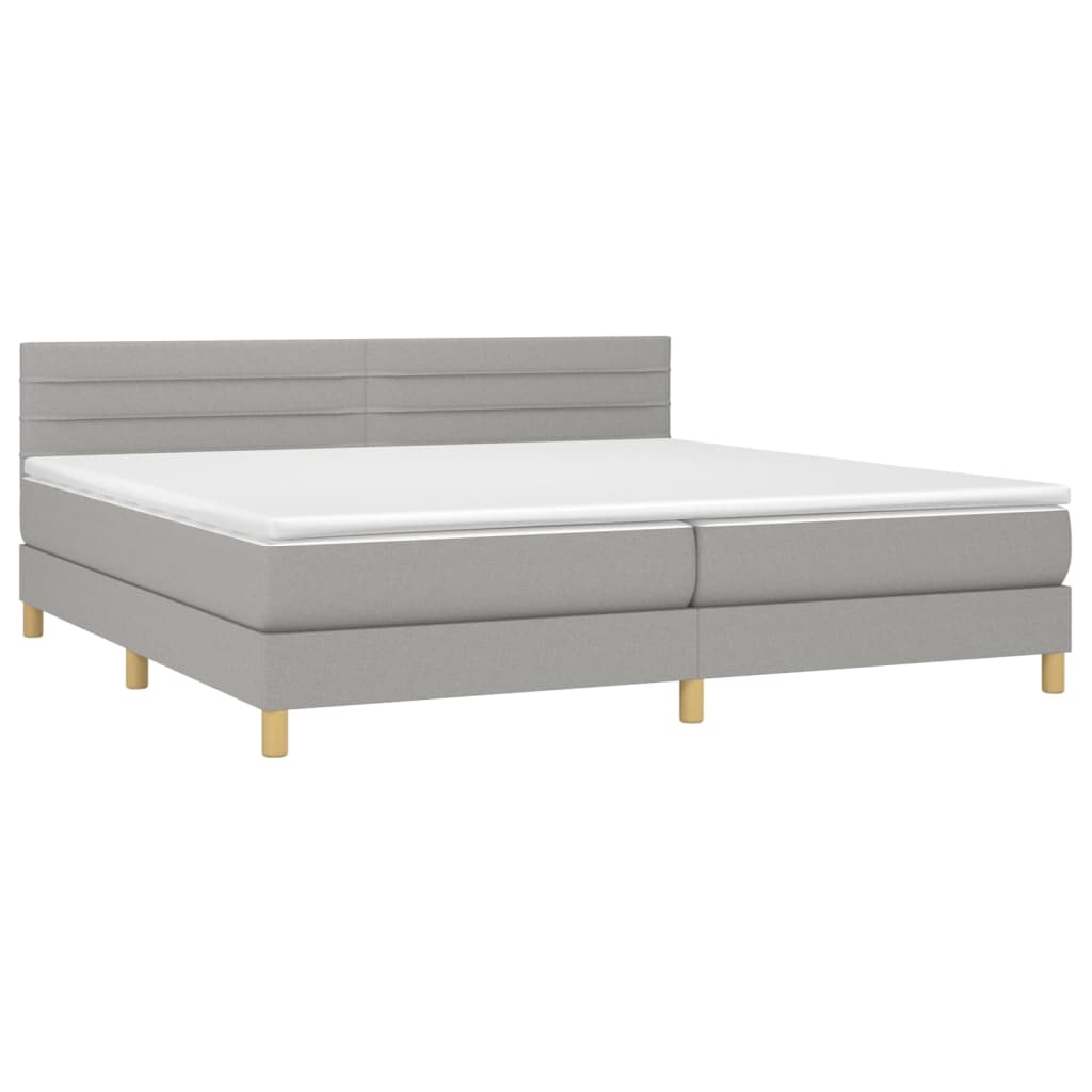 Box spring bed with mattress light grey 200x200 cm fabric