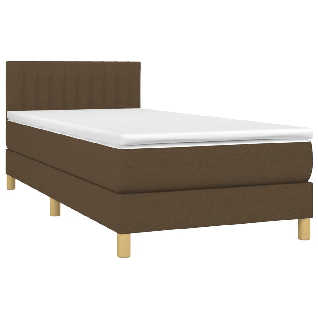 Boxspringbett mit Matratze Dunkelbraun 90x200 cm Stoff