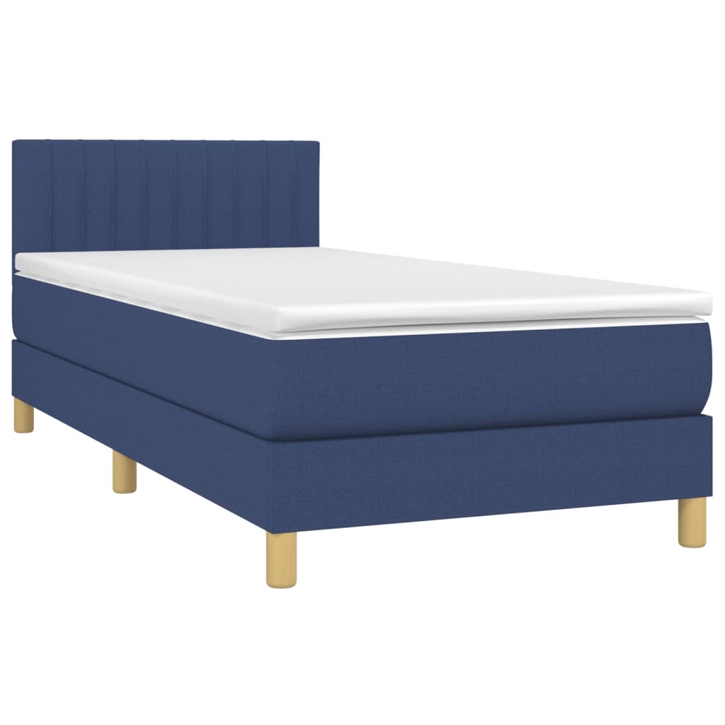 Boxspringbett mit Matratze Blau 90x200 cm Stoff