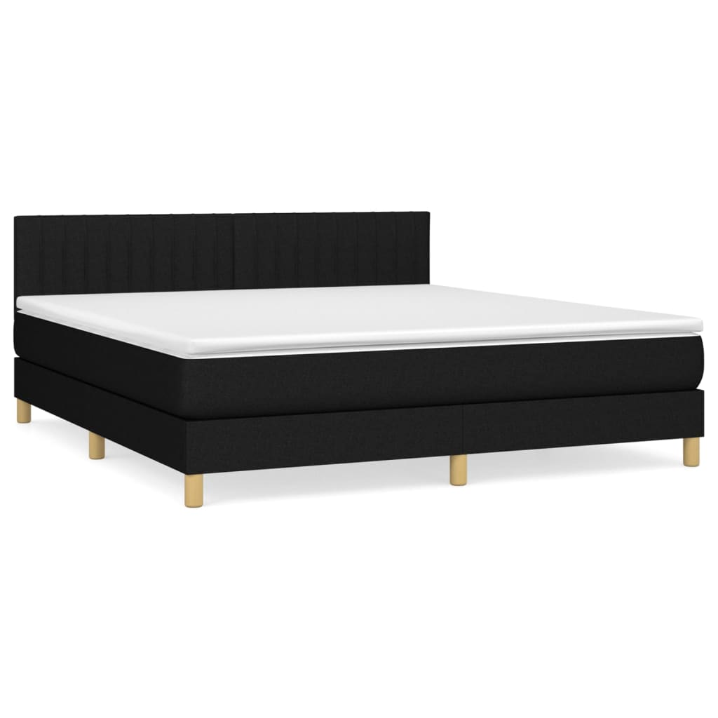 Box spring bed with mattress black 160x200 cm fabric