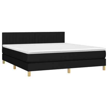 Box spring bed with mattress black 160x200 cm fabric