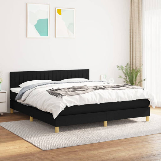 Box spring bed with mattress black 160x200 cm fabric