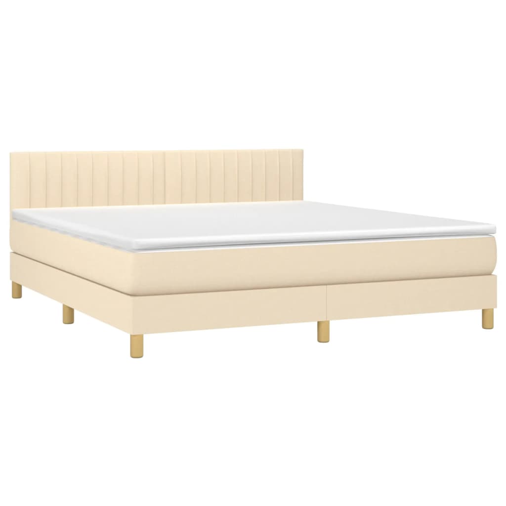 Boxspringbett mit Matratze Creme 160x200 cm Stoff