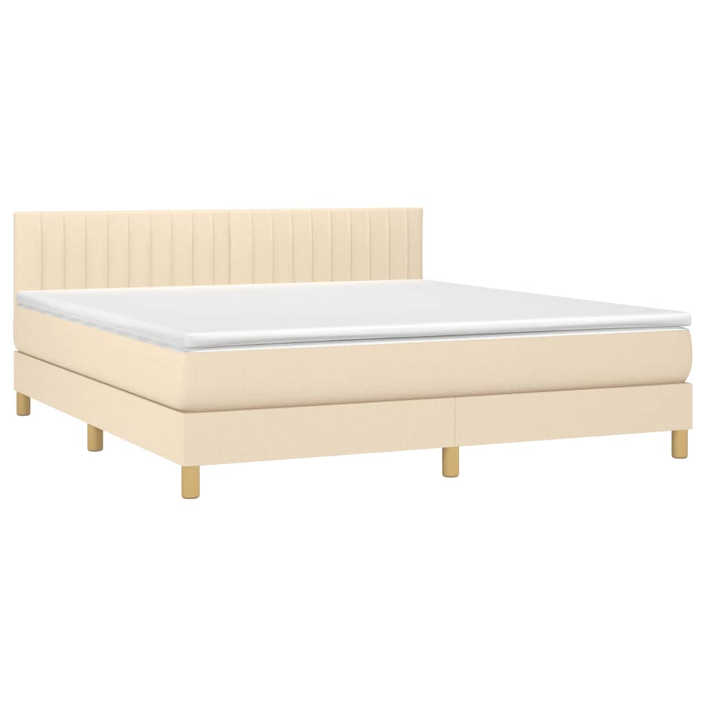 Boxspringbett mit Matratze Creme 180x200 cm Stoff