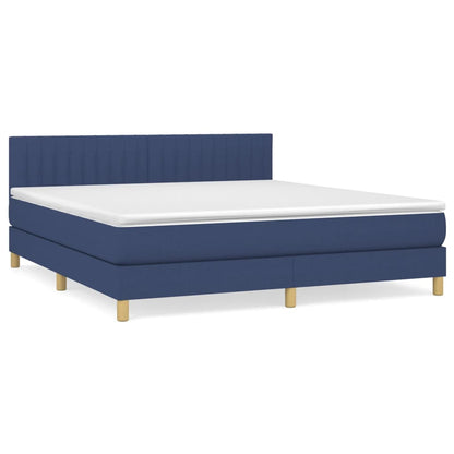 Boxspringbett mit Matratze Blau 180x200 cm Stoff