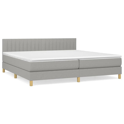 Box spring bed with mattress light grey 200x200 cm fabric