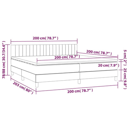 Box spring bed with mattress dark grey 200x200 cm fabric