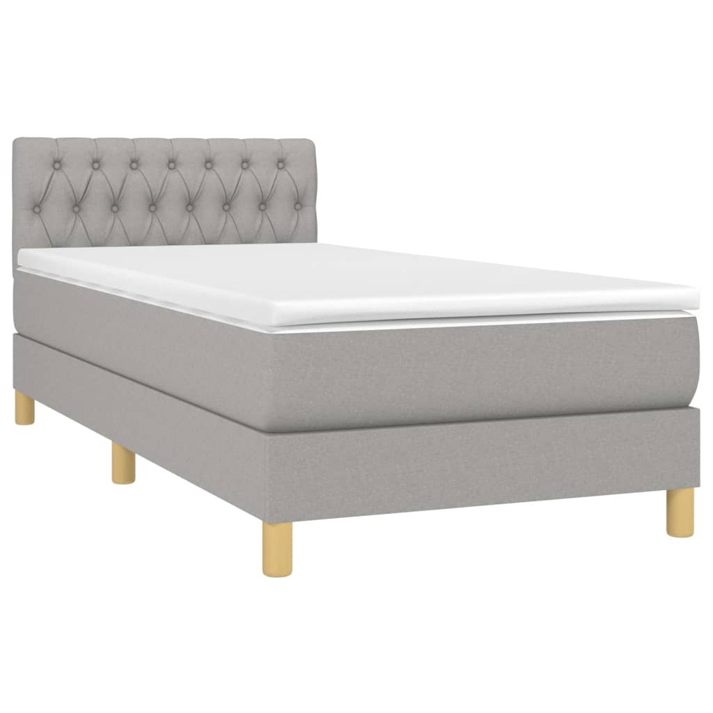 Boxspringbett mit Matratze Hellgrau 90x200 cm Stoff