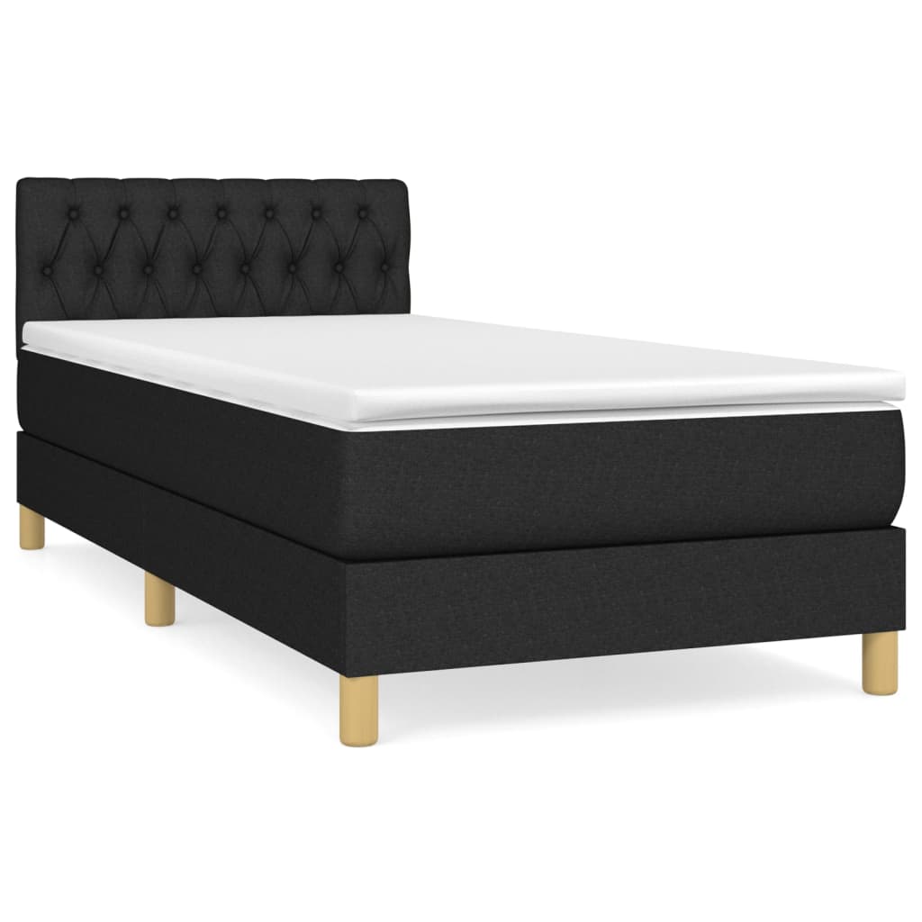 Boxspringbett mit Matratze Schwarz 90x200 cm Stoff