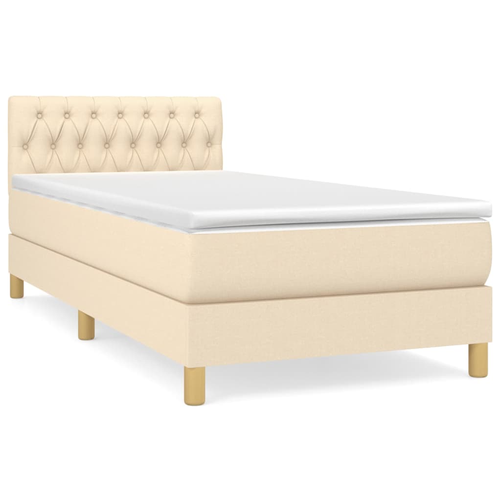 Boxspringbett mit Matratze Creme 90x200 cm Stoff