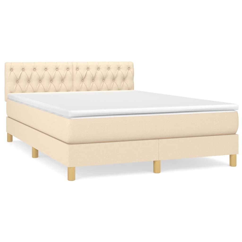 Boxspringbett mit Matratze Creme 140x200 cm Stoff