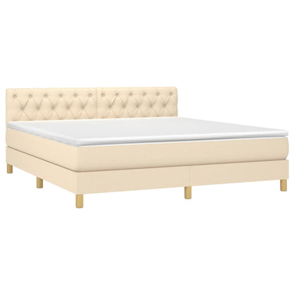 Boxspringbett mit Matratze Creme 160x200 cm Stoff