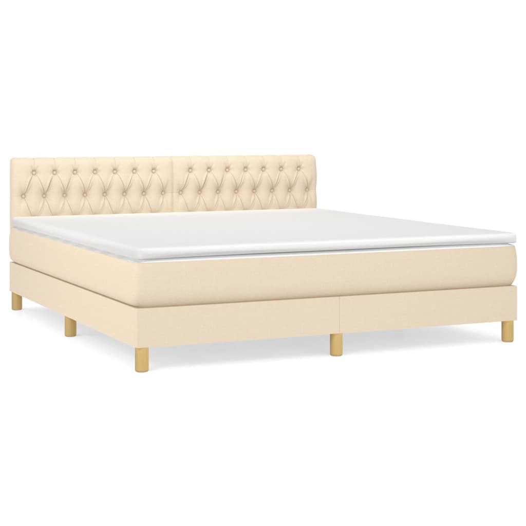 Boxspringbett mit Matratze Creme 180x200 cm Stoff