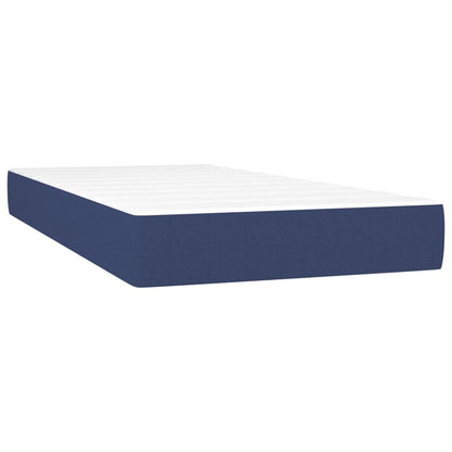 Box spring bed with mattress blue 200x200 cm fabric