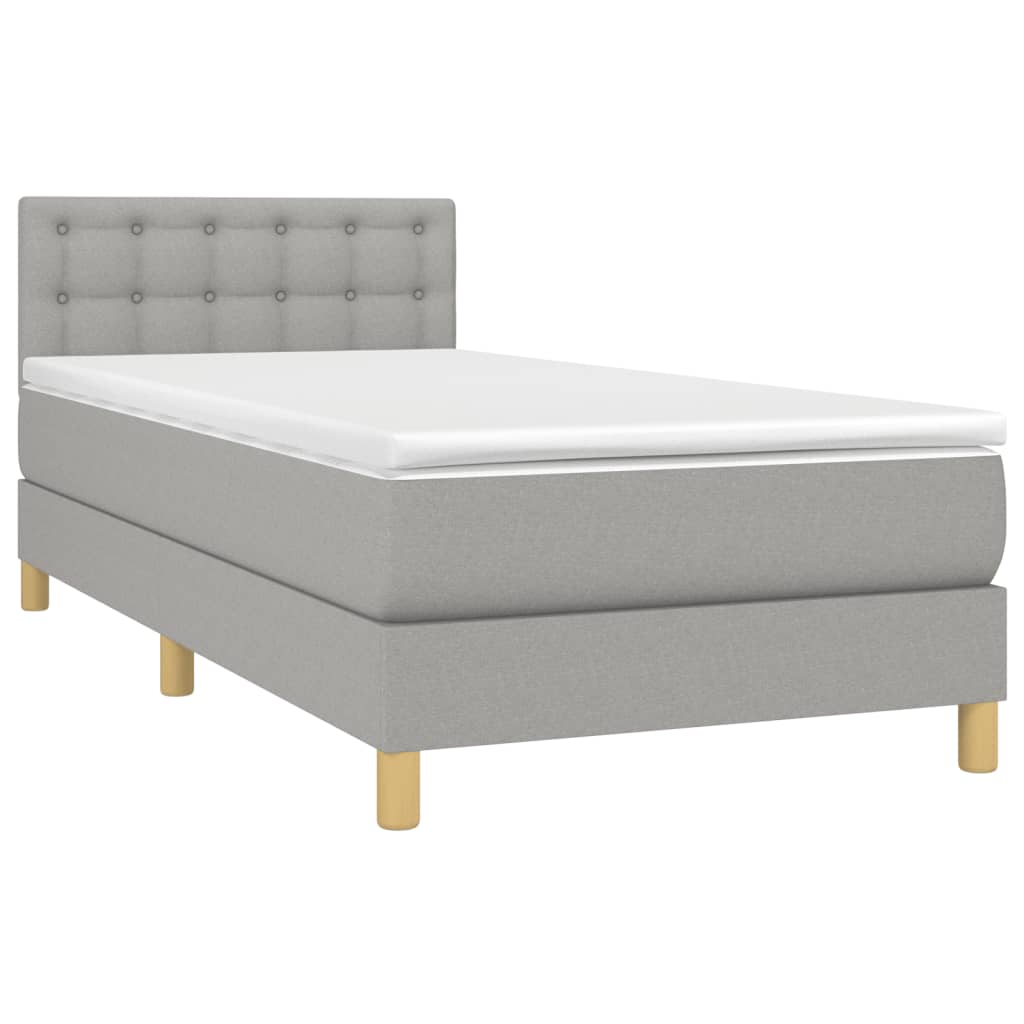 Boxspringbett mit Matratze Hellgrau 90x200 cm Stoff