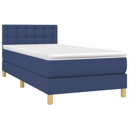 Boxspringbett mit Matratze Blau 90x200 cm Stoff