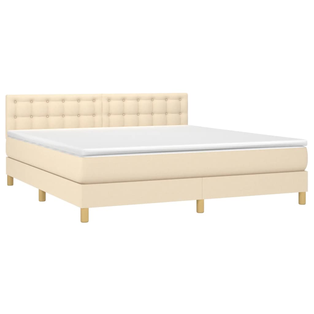 Boxspringbett mit Matratze Creme 160x200 cm Stoff