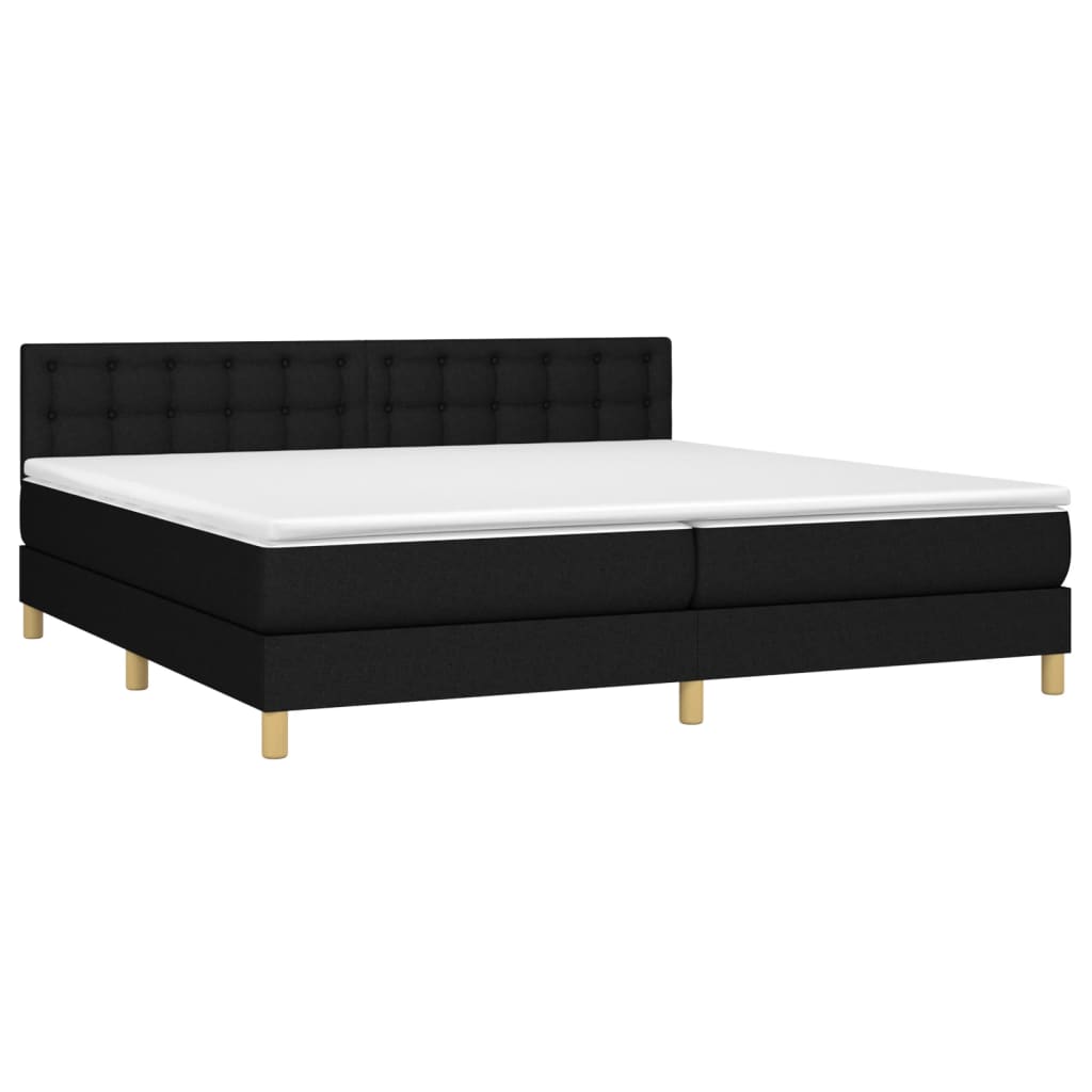 Box spring bed with mattress black 200x200 cm fabric