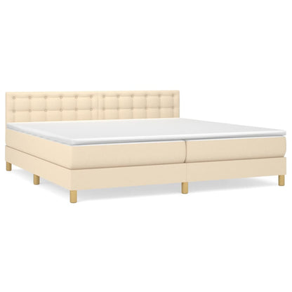 Boxspringbett mit Matratze Creme 200x200 cm Stoff